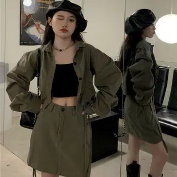 Весна 2023, новая нишевая юбка-полукомбинезон A word, корейская версия свободного кроя, сотня повседневных топов, женская куртка tide.
