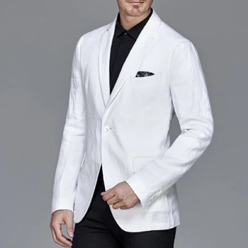 Весна-лето, новый Модный Красивый Белый блейзер с черными брюками, мужские костюмы для свадебного платья, вечеринки, костюмы для женихов, мужская одежда