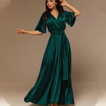 Вечернее платье Классическое Длинное платье без рукавов с высоким воротом Шифоновые вечерние платья Vestidos De Noche с поясом из ткани