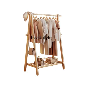 Вешалка для одежды в спальне, Напольная вешалка для одежды из массива дерева, многофункциональная вешалка для одежды