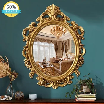 Винтажное настенное зеркало большого размера, подвесное в ванной комнате, Роскошное Эстетическое зеркало для тщеславия, Овальный туалетный столик Specchio Parete Home Decor