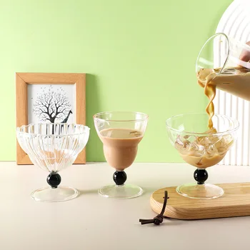 Винтажный стакан в полоску для латте из боросиликатного стекла, чашка для домашнего творчества, чашка для десерта, бокал для сока и вина
