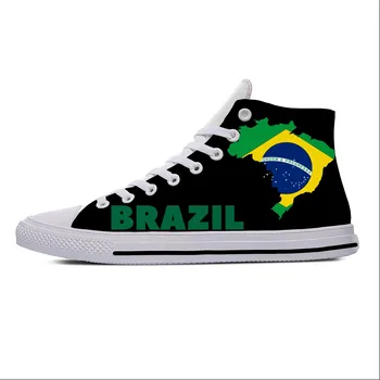 Высокие кроссовки с бразильским флагом, мужская Женская повседневная обувь для подростков, кроссовки для бега, дышащая легкая обувь с 3D-принтом.