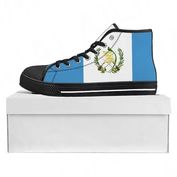 Гватемальский флаг, Высокие Высококачественные кроссовки, Мужские Женские парусиновые кроссовки для подростков, Гватемальская повседневная обувь для пар, Обувь на заказ