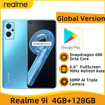 Глобальная версия Realme 9i 4 ГБ 128 ГБ Мобильный телефон с 6,6-дюймовым дисплеем 90 Гц Смартфон с 50-мегапиксельной тройной камерой с искусственным интеллектом Мобильный телефон с аккумулятором 5000 мАч