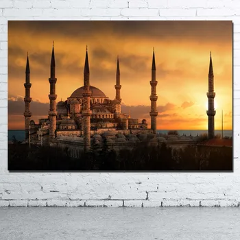 Декоративные картины Религиозная Картина Мечети Султана Ахмеда, Напечатанная На Холсте, Настенный Художественный Плакат для Декора комнаты