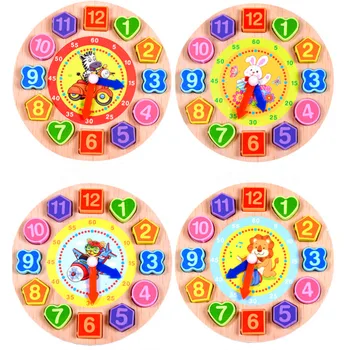 Деревянная игрушка, красочные Часы с 12 цифрами, игрушка с цифровой геометрией, Когнитивная игрушка для подбора часов, Детские Развивающие игрушки для детей раннего возраста, Пазлы