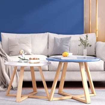 Деревянные журнальные столики Современный дизайн, деревянный Миниатюрный Элегантный Круглый столик для пикника, Аккуратный приставной столик Nordic Mesa, Вспомогательная мебель для гостиной.