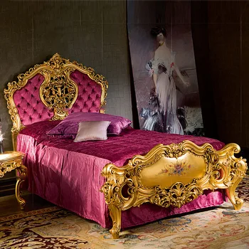 Детская кровать из массива дерева итальянского французского двора, главная спальня европейской благородной виллы, роскошная деревянная односпальная кровать принцессы