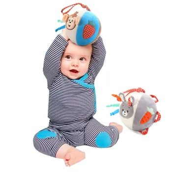 Детские игрушки от 0 до 12 месяцев, мягкая ткань, погремушка, мягкий детский игровой мяч с колокольчиком, мультяшные животные, интерактивные игрушки, развивающие игрушки