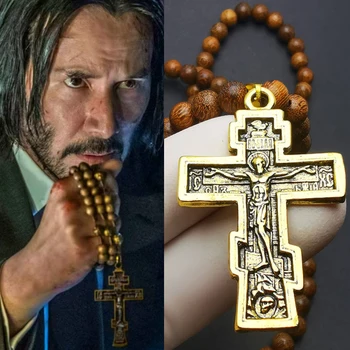 Джон Вик Баба Яга Ожерелье с Иисусом, Подвеска в виде креста, Ожерелья для косплея из сплава металла, Ювелирные аксессуары