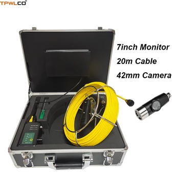 Диаметр 42 мм Видеоэндоскопическая камера с двумя объективами 20 м Кабель 7-дюймовый цветной ЖК-монитор система камер для осмотра трубок Аккумулятор 4500 мА