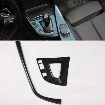 Для BMW 3 Серии 2013-2019 Левосторонний руль 2 шт. ручка переключения передач автомобиля из углеродного волокна ABS, панель, рамка, накладка, автомобильный стайлинг