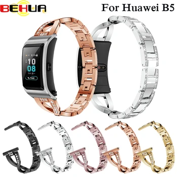 Для Huawei B5 Ремешки-браслеты из нержавеющей стали со стразами Ремешок для часов для Huawei B5 ремешки для смарт-часов браслет Ремешок для часов
