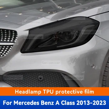Для Mercedes Benz A Class 2013-2023, автомобильные фары, черная Защитная пленка из ТПУ, Изменение оттенка переднего света, Наклейки, Аксессуары