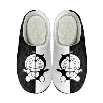 Домашние хлопчатобумажные тапочки на заказ из аниме Doraemon, высококачественные мужские женские плюшевые тапочки для подростков, модная повседневная утепленная обувь, термальные тапочки