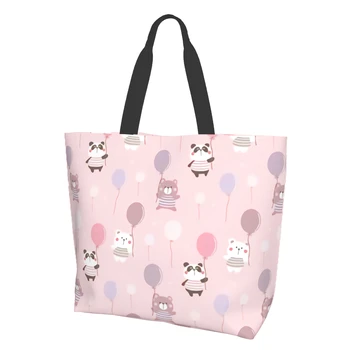 Дорожная сумка-тоут для пригородных поездок - Сумки-тоут с изображением мультяшной панды и медведя для женщин, сумка для бассейна, пляжные сумки