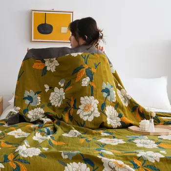 Европейское пледное хлопчатобумажное марлевое полотенце для дивана для взрослых, весенне-летний офисный плед, одеяло для кондиционера, покрывало королевского размера