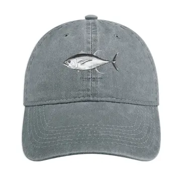 Желтоперый тунец -черно-белая Подробная акварельная иллюстрация рыбы, Ковбойская шляпа, шляпа-качалка, Солнцезащитная шляпа для детей, мужские кепки, женские