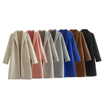 Женская зимняя новинка 2023, Модная многоцветная шерстяная куртка, пальто, винтажная женская верхняя одежда с длинным рукавом, шикарные топы