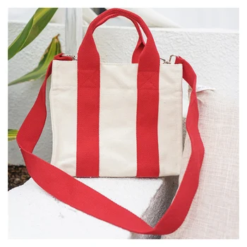 Женская хлопчатобумажная холщовая сумка через плечо, повседневная сумка через плечо для девочек, хозяйственная сумка, женские сумки-мессенджеры контрастного цвета с панелями