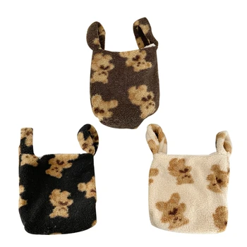 Женские маленькие плюшевые сумки-тоут с медведем, наручные сумки в виде сумочки в виде ягненка