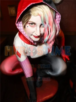 Женский костюм Куинн Гвен для косплея из спандекса с 3D принтом, костюм на Хэллоуин, комбинезон с капюшоном