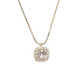 Женское Квадратное ожерелье из стерлингового серебра с бриллиантами, Подвеска-цепочка, ювелирные изделия для вечеринок, Подарок для женщин, жены, подруги, ожерелья для ключиц