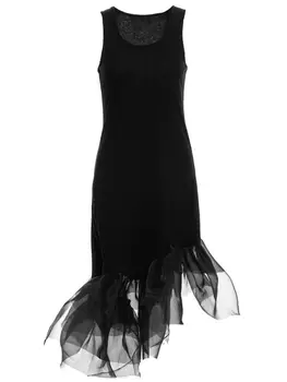 Женское платье без рукавов, асимметричный дизайн, сетчатое пышное платье в стиле пэчворк, романтические готические вечерние платья для женщин