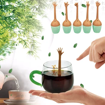 Забавные жесты рук Устройство для заварки чая Ситечко для черного чая из силикона FDA, вкладыш, держатель для травяных специй, инструменты для заваривания чая