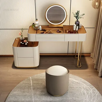 Зеркальные комоды со светодиодной подсветкой Скандинавская мебель для спальни Туалетный столик из массива дерева со съемным боковым шкафом Небольшой Квартирный комод