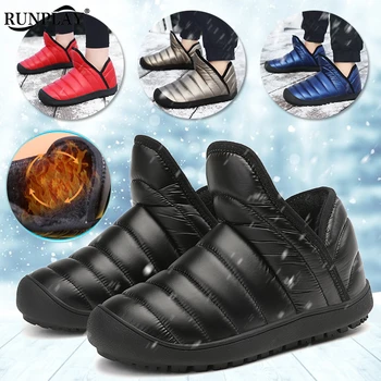 Зимние мужские непромокаемые зимние ботинки, женские теплые плюшевые ботильоны, повседневная хлопковая спортивная обувь, уличные кроссовки, мужские рабочие ботинки