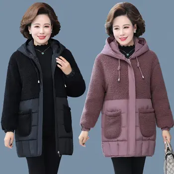 Зимняя куртка с капюшоном в корейском стиле 2020, женская пуховая хлопковая свободная Теплая верхняя одежда, пальто в стиле пэчворк, Большие размеры, Женские повседневные парки 4xl