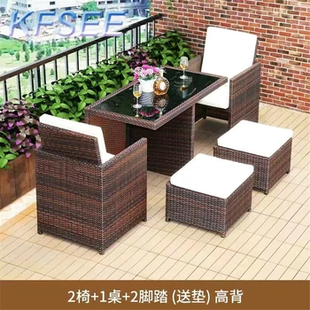 Значимый набор садовых столов и стульев из ротанга Kfsee
