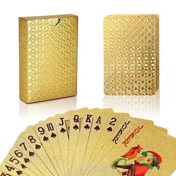 Золотая Фольга 24k - Jouer au Poker Игральные Карты Игровая Колода Для Покера Набор Для Покера Из Золотой Фольги Пластиковая Волшебная Карта Водонепроницаемые Карты Magic