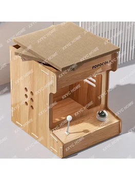 Игровой автомат, Кошачья царапина, кошачье гнездо, встроенный гофрированный коробчатый домик, Двухслойный игрушечный домик для кошек, износостойкий, без чипов