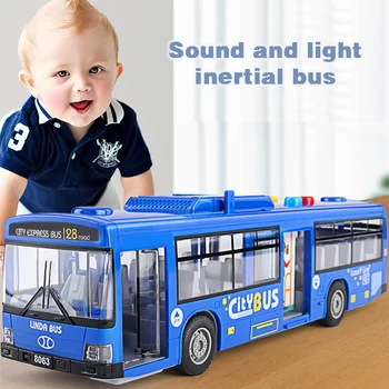 Игрушка-симулятор автобуса в нескольких стилях, большие двойные двери открываются со светом и музыкой, модель городского автобуса, детская подарочная развивающая игрушка