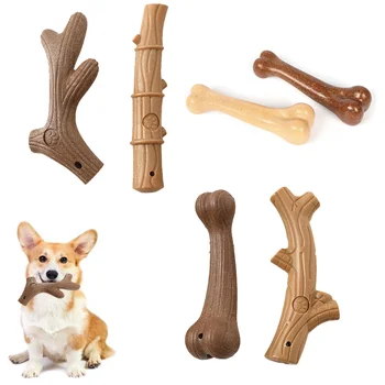 Игрушки для домашних животных, Игрушки для жевания собак, Палочка для чистки коренных зубов, Интересная сосновая древесина, Симпатичная Форма кости, Прочный прикус, Интерактивная игрушка для щенков, домашнее животное