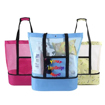 Изготовленная на заказ сетчатая Пляжная сумка-холодильник, сумка для хранения на открытом воздухе, сумка с персонализированным логотипом, рекламные подарки