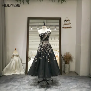 Изысканные черные вечерние платья Коктейльное платье Роскошное свадебное платье с бисером для женщин Vestidos Formales