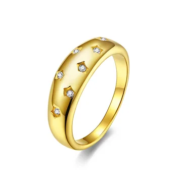 Изящное Обручальное кольцо AAA + с кубическим цирконием для женщин, простой стиль, свадебные украшения из нержавеющей стали золотого цвета, подарки, Бесплатная доставка