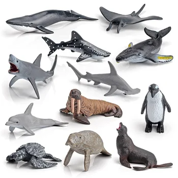 Имитация Комбинации моделей мелких морских обитателей Твердая Рыба-Дьявол Большая Белая Акула Морж Горбатый Кит Ламантин Kawaii Toys Toy