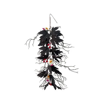 Искусственный подвесной декор для Хэллоуина, гирлянда из черных кленовых листьев для дома с привидениями