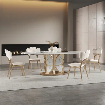 Итальянский минималистский обеденный стол высококачественный светлый роскошный дизайнерский обеденный стол современный минималистский обеденный стол с бабочкой