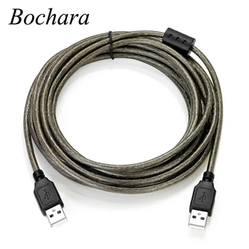 Кабель для передачи данных Bochara USB 2.0 Type A от мужчины к мужчине Фольга + Оплетка (внутри) Экранированный Прозрачный Черный 24 + 28AWG 1,5 м 3 м 5 м 10 м