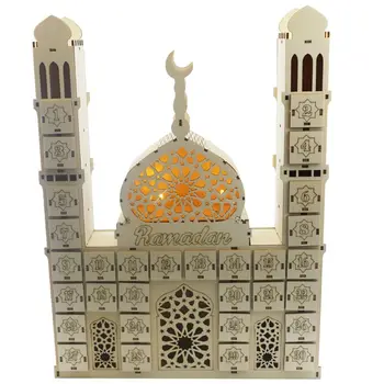 Календарь обратного отсчета Рамадана DIY Деревянный ящик с орнаментом Ид Мубарак Декор для вечеринки