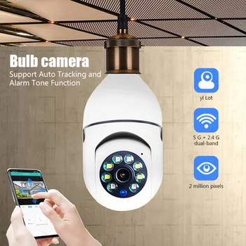 Камера наблюдения с лампочкой 2,4 G, Цветное ночное видение, 1 мп, Автоматическое отслеживание человека с зумом 360, Внутренний Умный домашний монитор безопасности Wifi