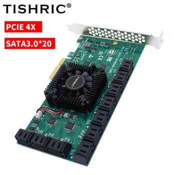 Карта расширения TISHRIC PCIE Sata PCI-E 4X До 20 Портов Sata 3.0 Контроллер PCI Express Множитель PCIE3.0 Sata3.0 Адаптер 6 Гбит/с