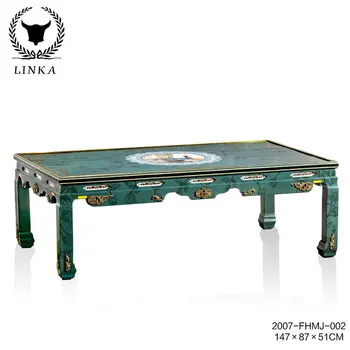 Керамический столик ручной росписи в стиле французского двора, зеленый как павлин, в американском ретро-стиле для гостиной из массива дерева