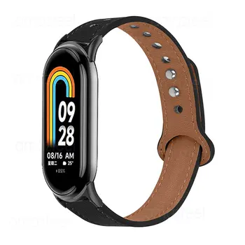 Кожаный ремешок для Mi band 8 NFC Smart watch band Браслет для xiaomi band 8 Браслет Для Xiaomi MiBand 8 Ремешок для часов Ремень Correa